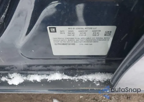 2014 Chevrolet Cruze Lt from USA, damaged, VIN 1G1PK5SB8E7381883